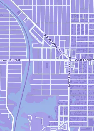 Street map around Collector's Campus, Davenport