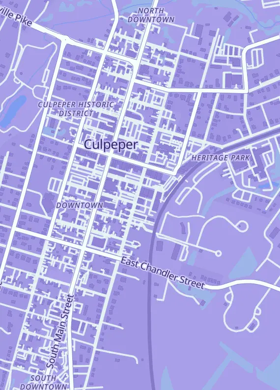 Street map around Collector's Den, 205 S East St Ste 101, Culpeper, VA