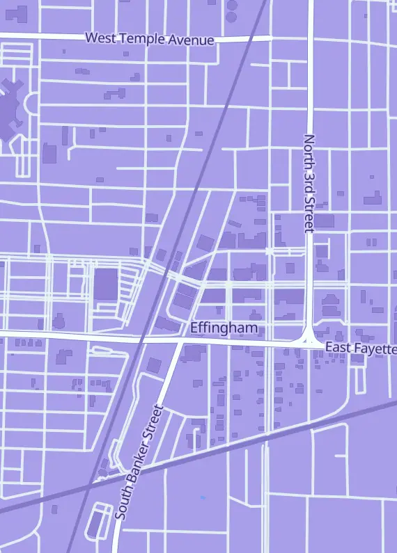 Street map around Conspectus Gaming, 302 W Jefferson Ave, Effingham, IL