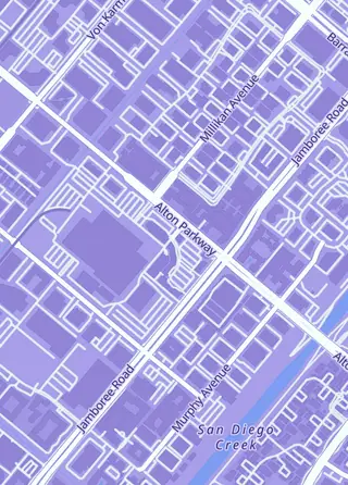 Street map around Cooper's eSports Gaming Center, Irvine