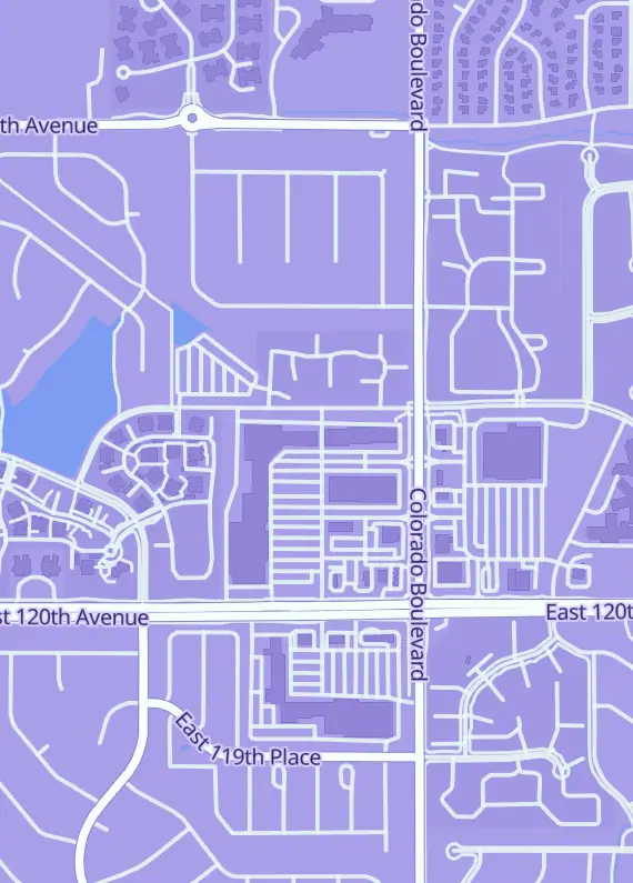 Street map around Courtside Collectibles, Llc., 3879 E 120th Ave PMB 99, Thornton, CO