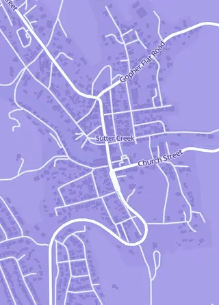Street map around Creekside Shops, Sutter Creek