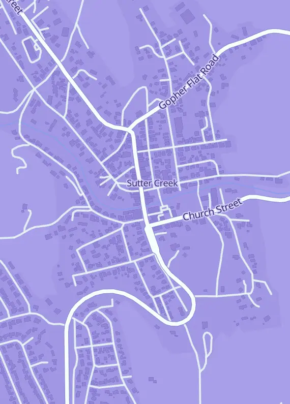Street map around Creekside Shops, 22 Main St, Sutter Creek, CA