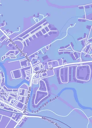 Street map around D & C Games, Akron