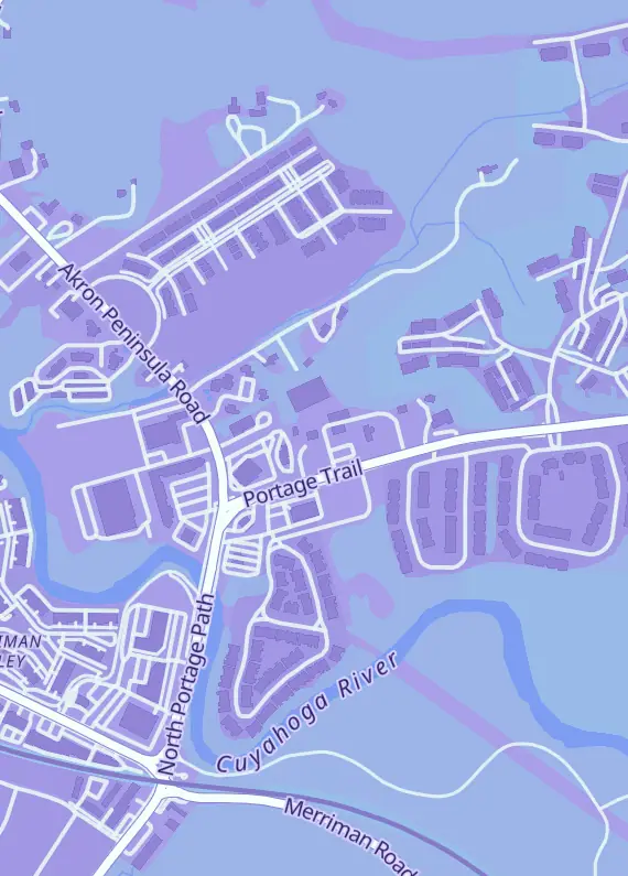 Street map around D & C Games, 1167 W Portage Trl, Akron, OH