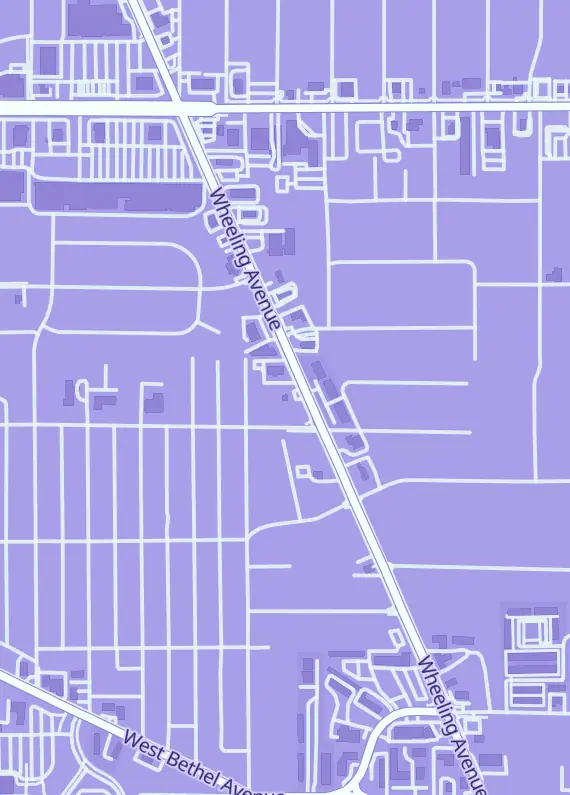 Street map around D20 Dungeon, 2501 N Wheeling Ave, Muncie, IN