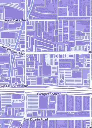 Street map around Dark Side Games, Duarte
