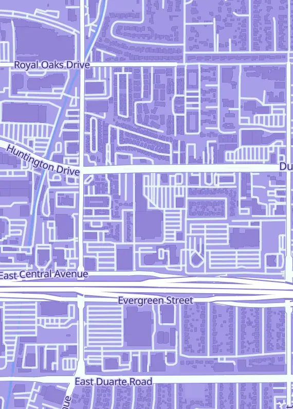 Street map around Dark Side Games, 1036 Huntington Dr, Duarte, CA