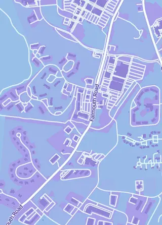 Street map around Darkwater Games, Mashpee