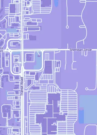 Street map around Dave & Adam's Card World, Williamsville