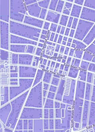 Street map around Deals N Dragons, Platteville