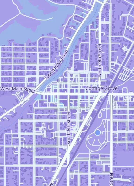 Street map around Delight, 538 E Main St, Cottage Grove, OR