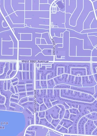 Street map around Denver Card Shop, Westminster