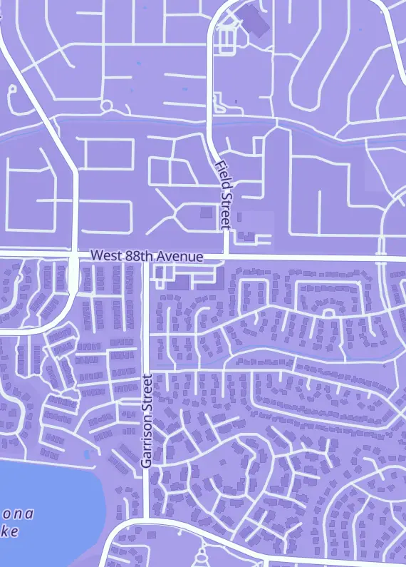 Street map around Denver Card Shop, 9054 W 88th Ave, Westminster, CO