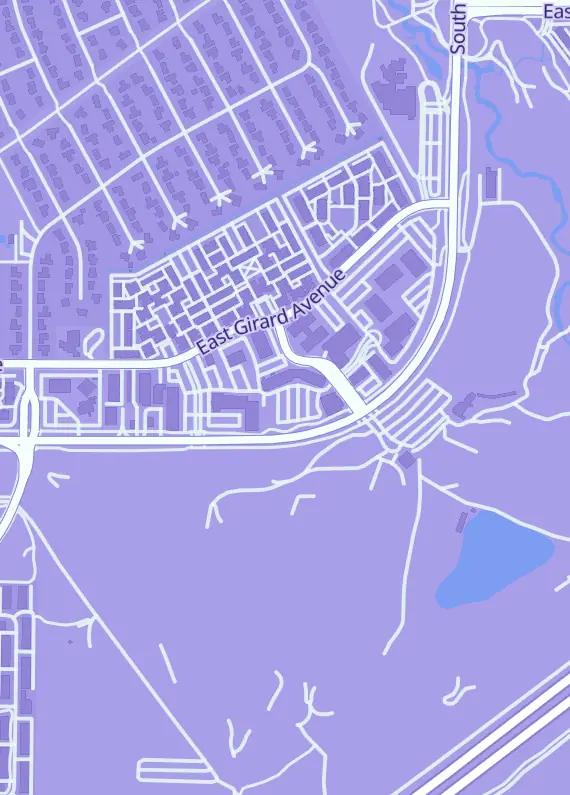 Street map around Denver Central Games, 2452 S Trenton Way, Unit H, Denver, CO