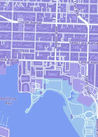Street map around Destine Fantasy Games, Alameda