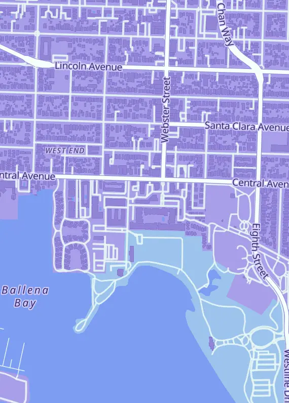 Street map around Destine Fantasy Games, 650 Central Ave Ste D, Alameda, CA