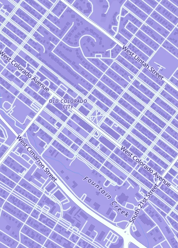Street map around Dice Guys OCC, 2409 W Colorado Ave, Colorado Springs, CO