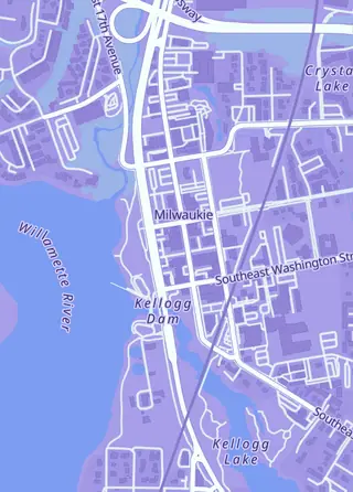 Street map around Dogwood City Comics & Games, Milwaukie