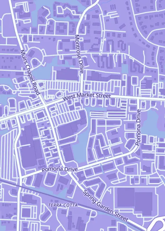 Street map around Dragon's Hoard, 4639 W Market St A, Greensboro, NC