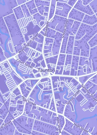 Street map around Dream Collectors, Taunton