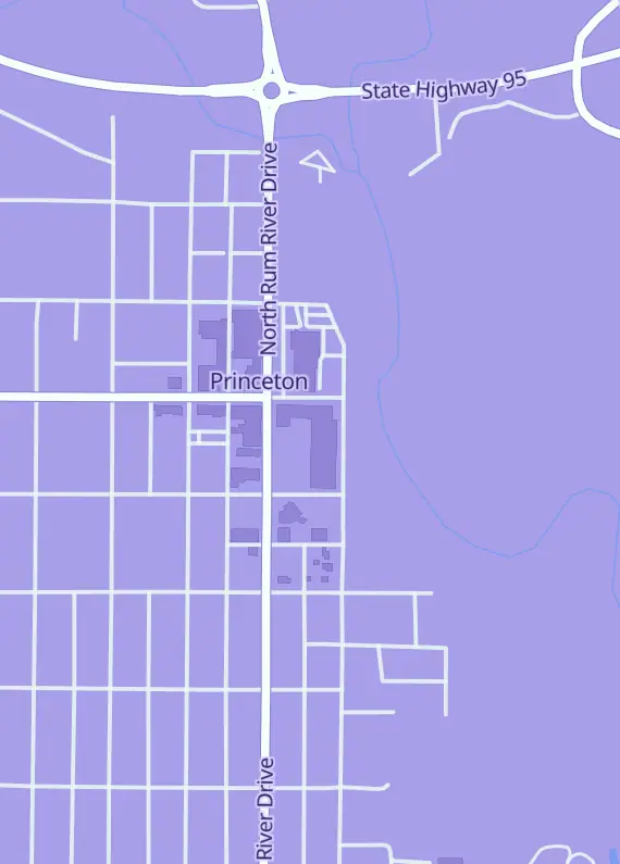 Street map around DuBois Station – Hobby, Art, & Collectibles, 110 S Rum River Dr Suite #5B Suite #6, Princeton, MN