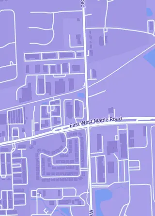 Street map around DX Games and More, Commerce Township