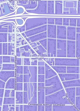 Street map around East Atlanta Comics, Atlanta