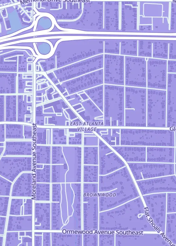 Street map around East Atlanta Comics, 508 Flat Shoals Ave SE, Atlanta, GA
