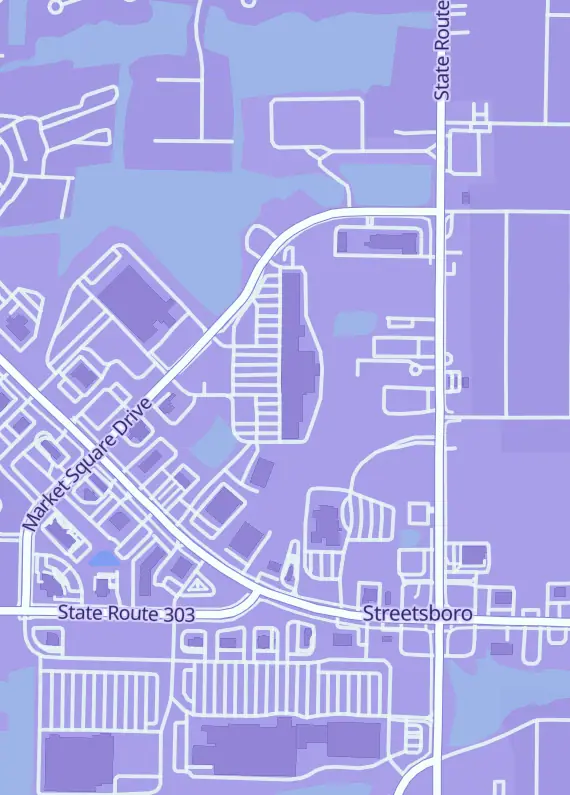 Street map around Empire Game Center, 9258 Market Square Dr, Streetsboro, OH