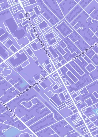Street map around Epic Gaming, Portland