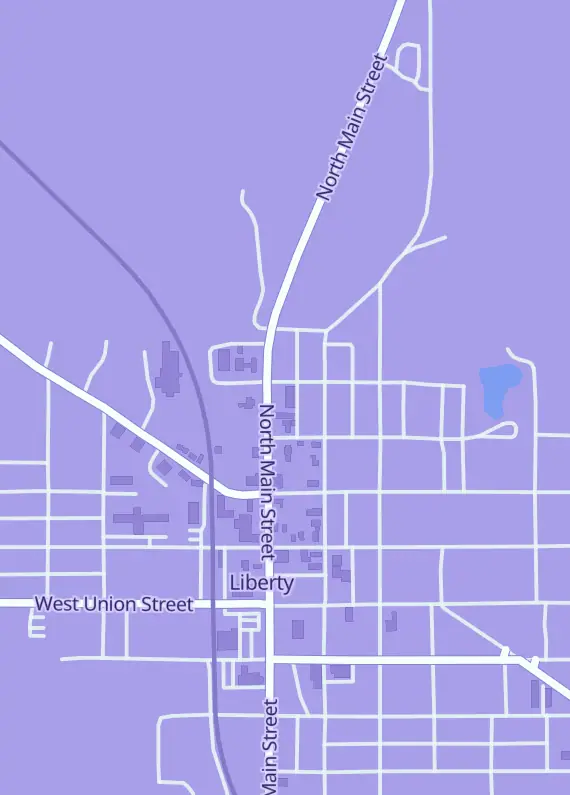Street map around Escape TCG & More, 141 S US Highway 27, Liberty, IN