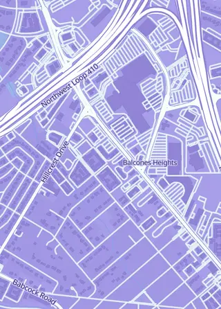 Street map around Fabled Tavern, Balcones Heights