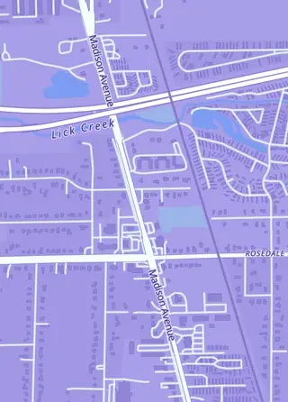 Street map around Fan Cave, Indianapolis