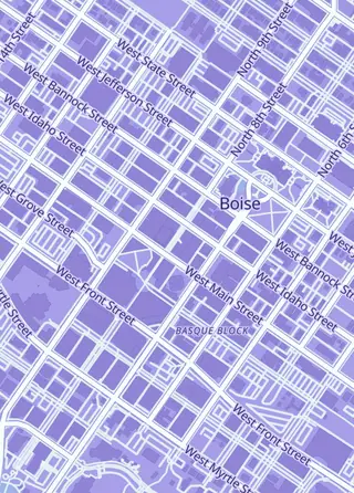 Street map around Fantastic Games, Boise