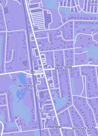Street map around Fantasy Games, Mahwah