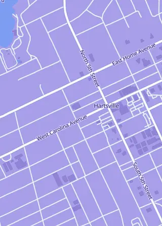 Street map around Firefly Toys & Games, Hartsville