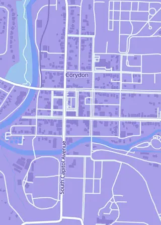 Street map around First Capitol Cards, Corydon