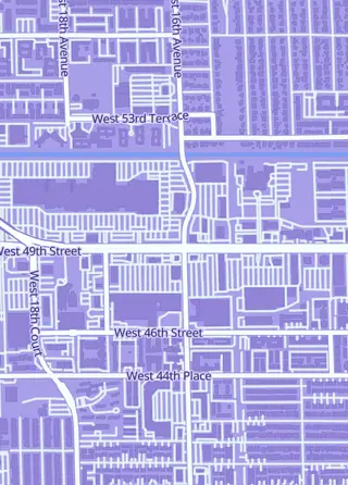 Street map around Fortissimo Games, Hialeah