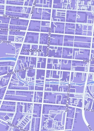 Street map around Frederick Card Collective, Frederick