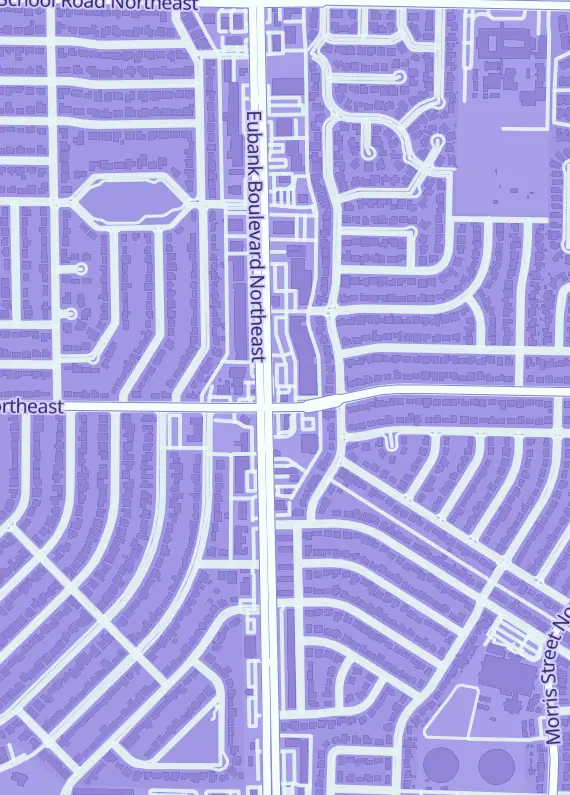 Street map around Full Throttle Hobby and Raceway: ABQ, NM, 1408 Eubank Blvd NE, Albuquerque, NM