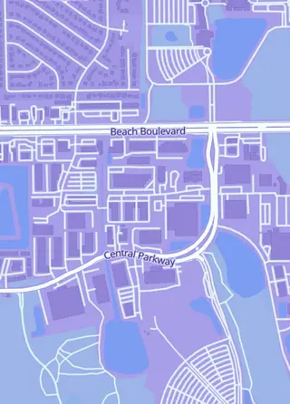 Street map around Fundom, Jacksonville