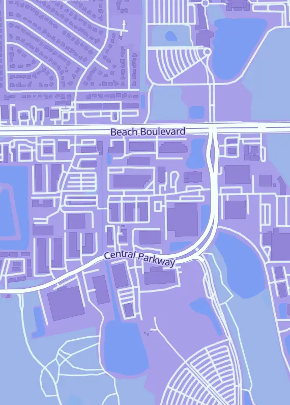 Street map around Fundom, 11760 Marco Beach Dr Ste. 6, Jacksonville, FL