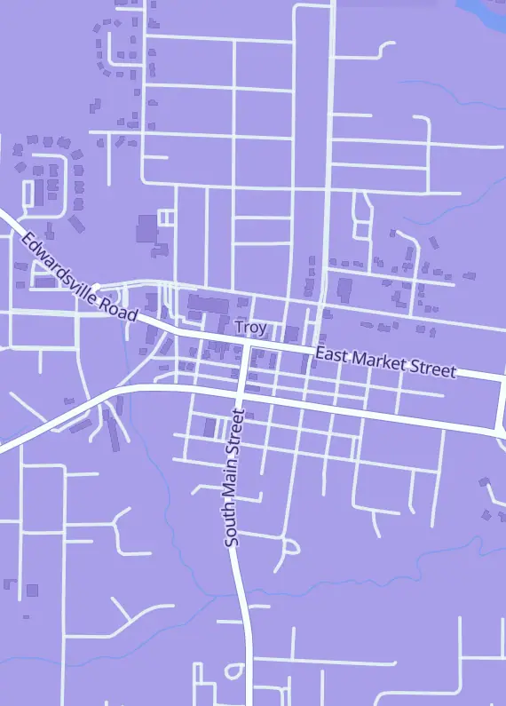 Street map around Fusion Vault Gaming, 104 S Main St, Troy, IL
