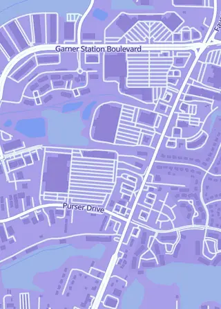 Street map around Galactic Games, Garner