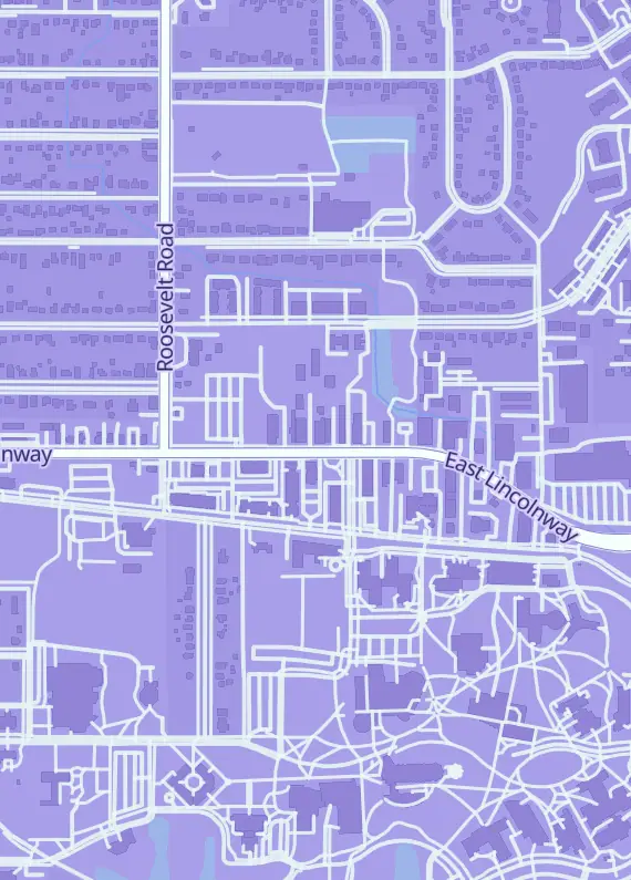 Street map around Galactic Greg's, 1407 Lincolnway, Valparaiso, IN