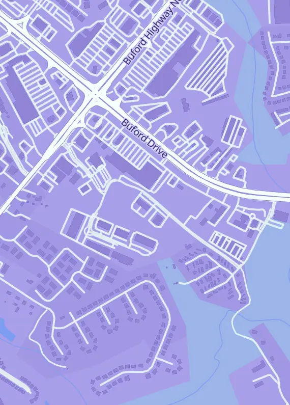 Street map around Galactic Quest, 4264 Sudderth Rd, Buford, GA