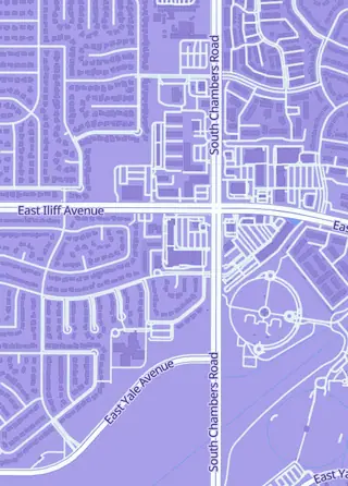Street map around Game Force, Aurora
