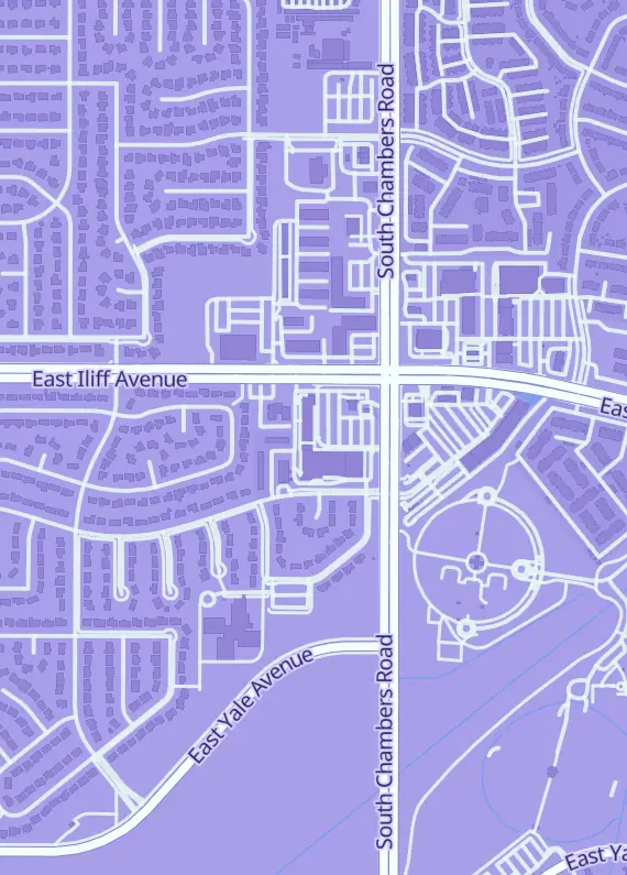 Street map around Game Force, 15230 E Iliff Ave C, Aurora, CO