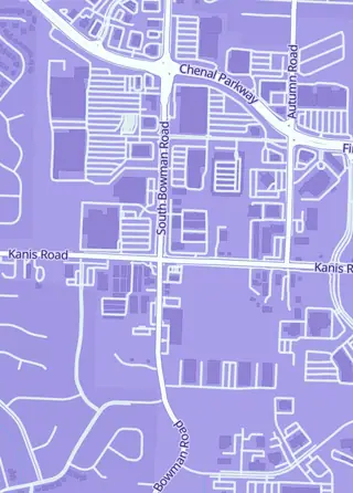 Street map around Game Goblins, Little Rock
